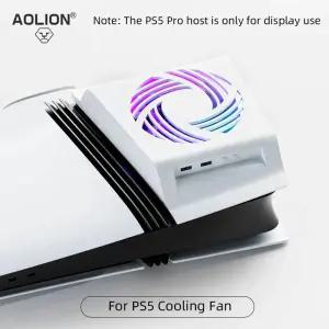 듀얼센스엣지 PS5 ProSlim 콘솔 Aolion RGB 온도 Playstation 5 PRO 게임 측면 형 쿨링 팬