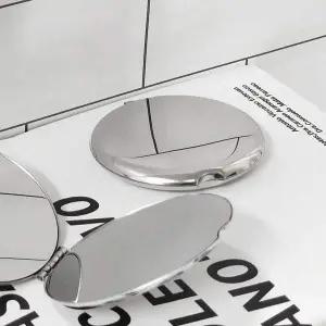 스텐 양면 손거울 원형 거울 접이식 휴대용 메탈 안깨