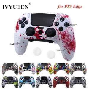 듀얼센스거치대 IVYUEEN Water Transm 인쇄 PlayStation 5 PS5 DualSense Edge 실리콘 케이스 커버 보호 피