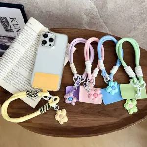 도난방지스트랩 핸드폰 휴대폰 스마트폰 Y2k Ctue 꽃 캔디 컬러 랜야드 전화 스트랩 진주 체인 팔찌