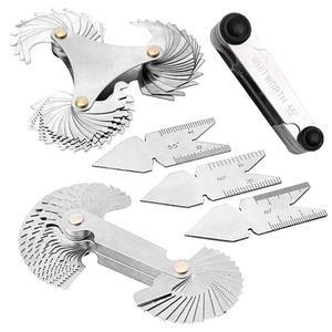 하플룬 6Pcs 피치 커팅 게이지, 스테인리스 스틸 나사산 게이지 도구 세트, 3피스 센터 1 아메리카 SAE 유형 메트릭 및 임페리얼 미국 산업용