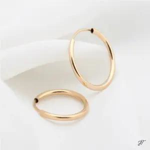 14K 골드필드 심플 골드 16mm 파이프 링 귀걸이