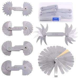 탄스틱 6Pcs 스테인리스 스틸 필러 게이지 및 반경 세트, 5Pcs R0.3-1.5 / R1-6.5 R7-14.5 R15-25 R25-50 32개 블레이드 0.04-0.88mm 미터법 임페리얼 갭 측정 도구 포함