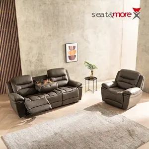 [시트앤모어][시트앤모어]마스터스 홈바 1+3인 All천연통가죽 리클라이너 소파