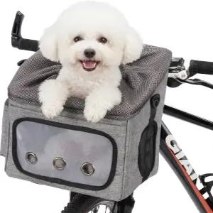 반려견 자전거 바구니 접이식 반려동물 캐리어 메쉬 윈도우가 있는 자동차 부스터 시트 조절식 숄더백 및