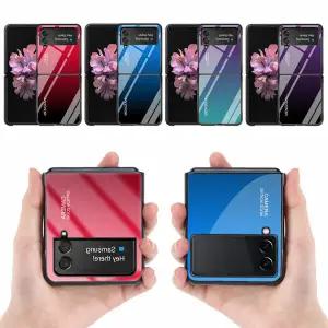 갤럭시 Z플립4 지플립 제트플립 폴더 심플 디자인 유광 글리터 그라데이션 강화유리 슬림 하드 예쁜 케이스