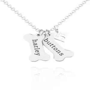 925 스털링 실버 발 프린트 매력이 있는 맞춤형 도그 본 기념 목걸이 - 반려견 애호가를 위한 개인 이름이