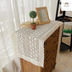 거실장 TV장 협탁덮개 협탁보 화장대 빈티지 전자레인지 면 커버 테이블러너 캐비넷 뜨개