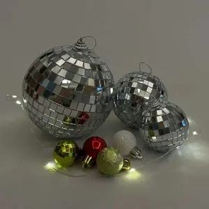 P1 크리스마스 오너먼트 트리장식 미러볼 8cm 3P