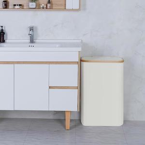 메르키사 슬림 세탁 바구니 수건 60L 손잡이가 있는 세탁용 좁은 대나무 장난감용 베이지 정리 뚜껑이