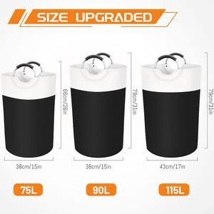 블리스토츠 90L 세탁 바구니 대학 있는 가족용 기숙사 패브릭 알루미늄 접을 보호 방수 손잡이가 독립형