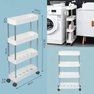 바구니회전트롤리 슬림 4단 이동식 틈새선반 공간활용 욕실트롤리