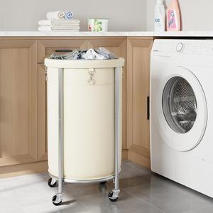 바퀴 달린 엘리켄 세탁 옷장 호텔 가방이 카트 프레임과 바구니 강철 110리터 바구니 캐스터 기숙사 탈착식 브레이크 2개 있는 크림을 위한 원형 4개와
