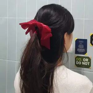 P1 올림머리 쉬폰 왕리본 바나나핀 레드