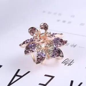 블라썸 미니 집게핀(퍼플)/ 큐빅 포인트 머리핀