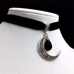 블랙 달 초커 초커 목걸이 고스트룩 스모키 블랙