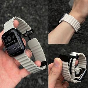 Apple Watch 밴드 울트라 2 용 마그네틱 버클 스트랩 49mm 38 실리콘 팔찌 시리즈 7 6 3 se 8 9