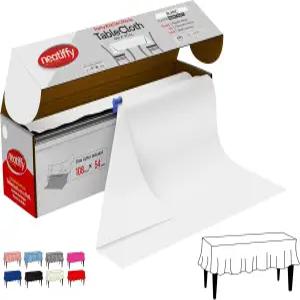 깔끔한 일회용 플라스틱 식탁보 롤 54인치 x 108피트 방수 직사각형 정사각형 원형 타원형 테이블용 커버