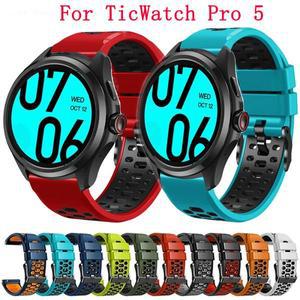 TicWatch Pro 5 용 24mm 실리콘 스포츠 시계 밴드 스트랩 시계줄 Correa 손목 교체