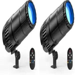 리모컨 RGBWYP+시안 LED 빔 스팟 라이트가 장착된 20W 2팩 DJ 디스코 파티 바 클럽 쇼 웨딩 극장용 울트라