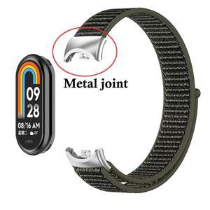 샤오미 미밴드 10 9 8용 나일론 루프 스트랩 통기성 손목 팔찌 스포츠 펄세라 워치밴드 8 NFC 메탈 조인트