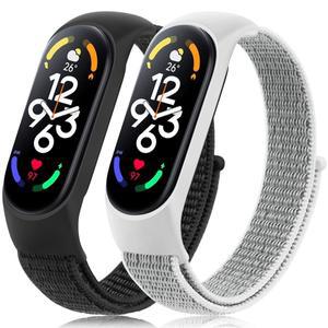 Xiaomi Mi Band 5 6 7 용 나일론 스포츠 팔찌 Miband 3 4 손목 밴드 교체 스트랩 루프 시계 벨트