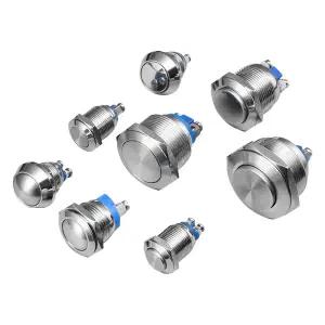 12mm 16mm 19mm 22mm 패널 구멍 금속 푸시 버튼 스위치 전원 플랫/하이/볼 헤드 순간/잠금 나사 핀 NO/NC