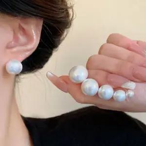 화이트 진주 귀걸이 은침 실버 925 결혼 한복 데일리