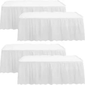 4팩 테이블 스커트 29인치 x 14피트 테이블보 일회용 커버 재사용 가능한 얼룩 방지 플라스틱 직사각형
