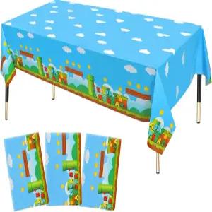 레신크 3 PCS 비디오 게임 파티 테이블보 생일 장식 용품용 플라스틱 테이블 커버 86.6 x 51.2인치