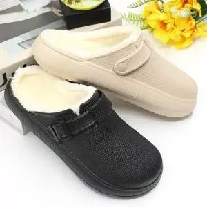 버클 남여 방한 슬리퍼 데일리 털신발 보온 실내화