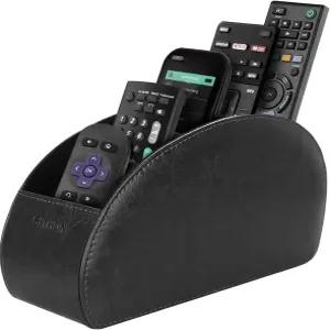 5개의 구획이 있는 시튼 리모컨 홀더 - PU 가죽 원격 캐디 데스크톱 정리함 스토어 TV DVD 블루레이 미디어