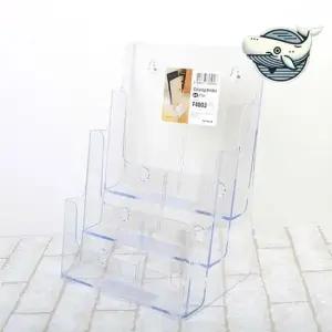 카다로그꽂이 투명 아크릴 전단지 꽂이 3단 책상용 카탈로그