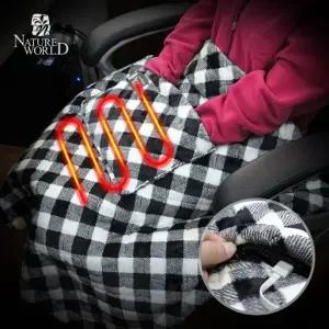 국산 USB 극세사 전기담요+onoff 조절기 포함 휴대용 온열 캠핑 차박 사무실 배터리 담요