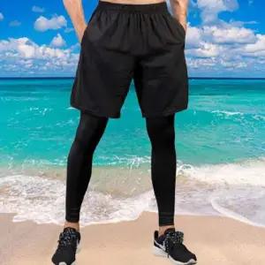 워터 레깅스 반바지 허리밴딩 무지 운동복 비치웨어