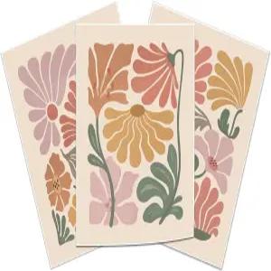 TBKHUDBI 보호 플라워 터 월 아트 추상 꽃 캔버스 프린트 세트 미니멀리스트 식물 그림 현대 시장 미학