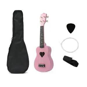 우쿠렐레 로하 백양나무 소프라노 우쿨렐레 세트 4종 핑크하트 우쿠렐라
