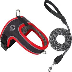 개 하네스 및 목줄 세트 노 풀 새들 스타일 애완동물 고양이용 통기성 메시 조절 반사형 조끼 중형 소형