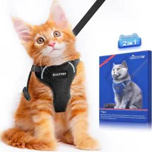 할리펫 고양이 하네스 및 목줄 세트 MAX 안전 3세대 탈출 방지 부드러운 조절 가능한 통기성 편안한 조끼