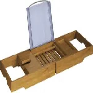 아카시아 욕조 트레이 - 측면이 확장된 천연 목재 와인 잔 홀더 책 전화기 또는 태블릿 휴식 홈 컴플리트의