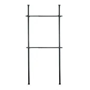 [하프클럽/]드레스룸 옷걸이 기둥 블랙 선반행거 2단 280cm