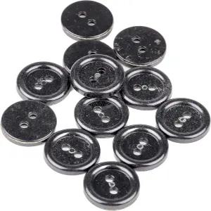 미보 버튼 및 액세서리 12개 단색 원형 멜라민 테두리 포함 - 2홀 24L 15mm 블랙