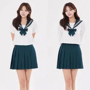 TBZ 세줄라인 딥그린 마린 세라복 세트(반팔or긴팔) 교복