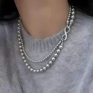 [오너클랜]TBZ 포인트 목걸이 패션 흑진주 지르코니아 고리 쉘비즈