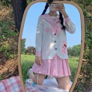 [오너클랜]TBZ 핑크 눈꽃자수 수줍은토끼 마린 세라복 프레피룩 긴팔