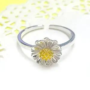 TBZ 전체925실버반지 데이지꽃한송이 프리사이즈 오픈링