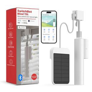 스위치봇 블라인드 틸트 모터식 블라인드 - 블루투스 리모컨, 태양광, 광 감지 제어 기능이 있는 스마트 전기 블라인드, Alexa 및 Google 홈과 호환되도록 허브 미니 추가