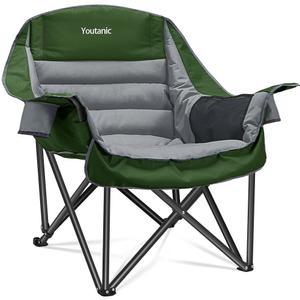 유타닉 오버사이즈 캠핑 의자, 사이드 포켓이 있는 휴대용 접이식 컵 홀더 및 가방, 헤비 듀티 야외 낚시, 스포츠, 여행, 최대 400파운드, 스타일
