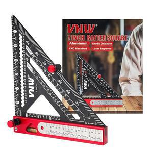 6-in-1 카펜터 스퀘어 7인치(1/8인치 정밀도) 라프터 다목적 도구:스퀘어, 각도기, 1/16인치 정밀 스틸 자, 마킹 게이지, T-베벨 버블 레벨