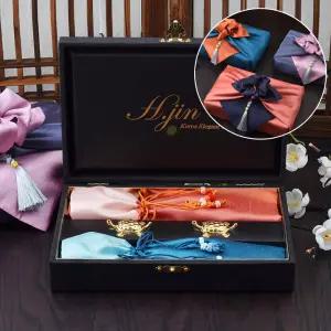 [H.jin 고전백수백복 골드티타늄수저세트+보자기포장] 결혼식 고급답례품 생신답례품 선생님감사선물 은사님 어른인사 회사연말단체선물